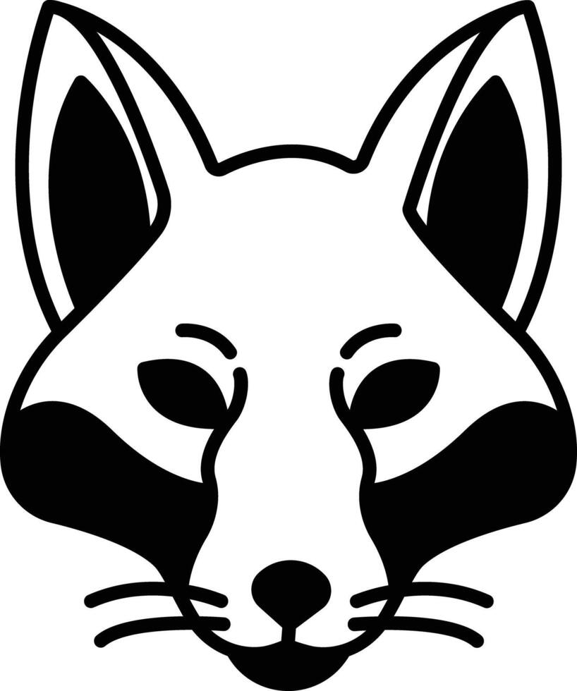Fox face glyph and line vector illustration