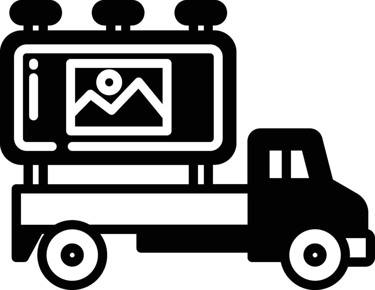 Ad Truck glyph and line vector illustration