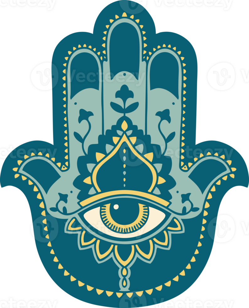 iconic tattoo style image of a hamza png