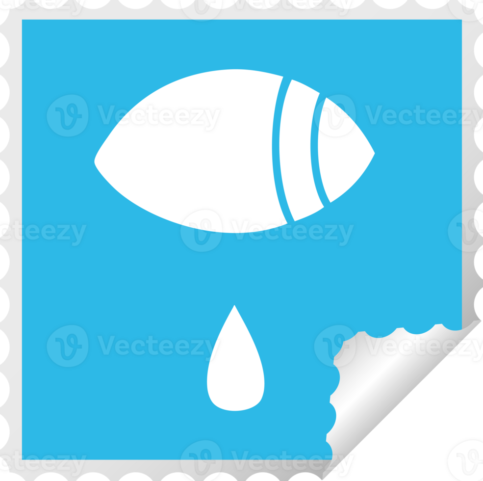 square peeling sticker cartoon of a crying eye looking to one side png
