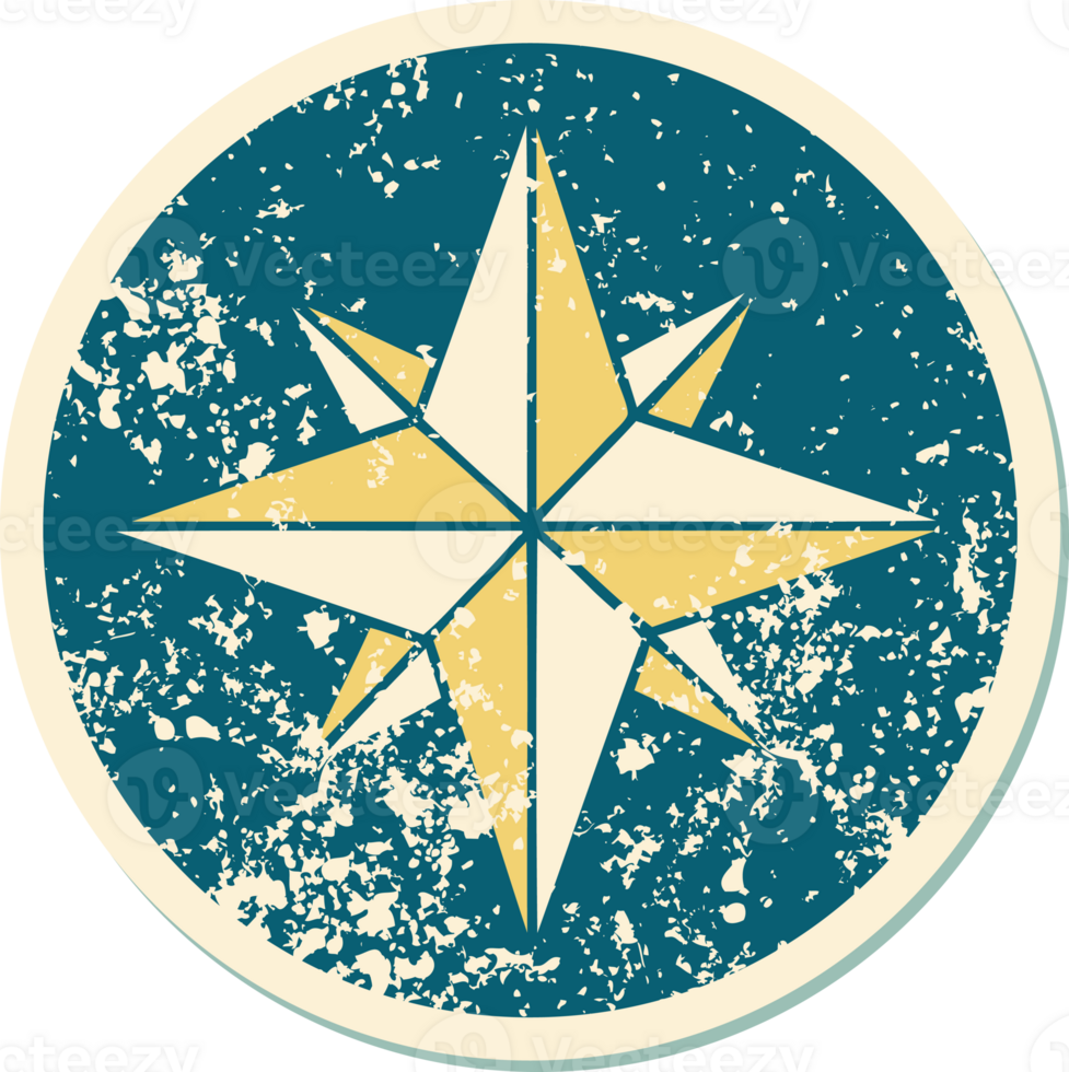 iconic distressed sticker tattoo style image of a star png