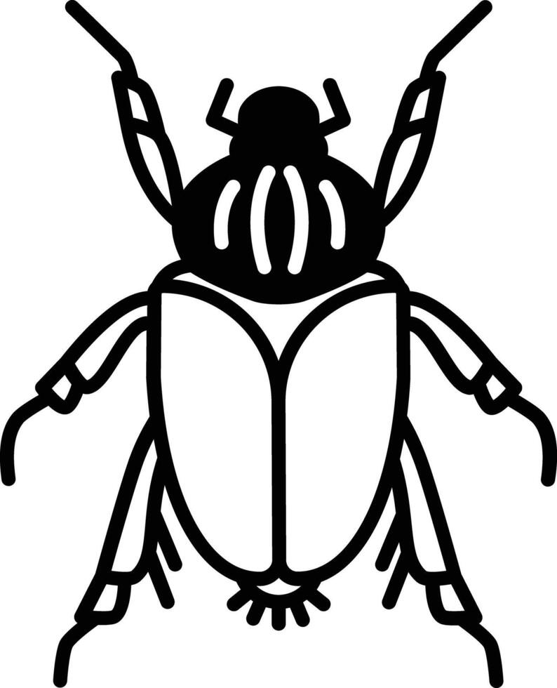 Goliath beetle glyph and line vector illustration