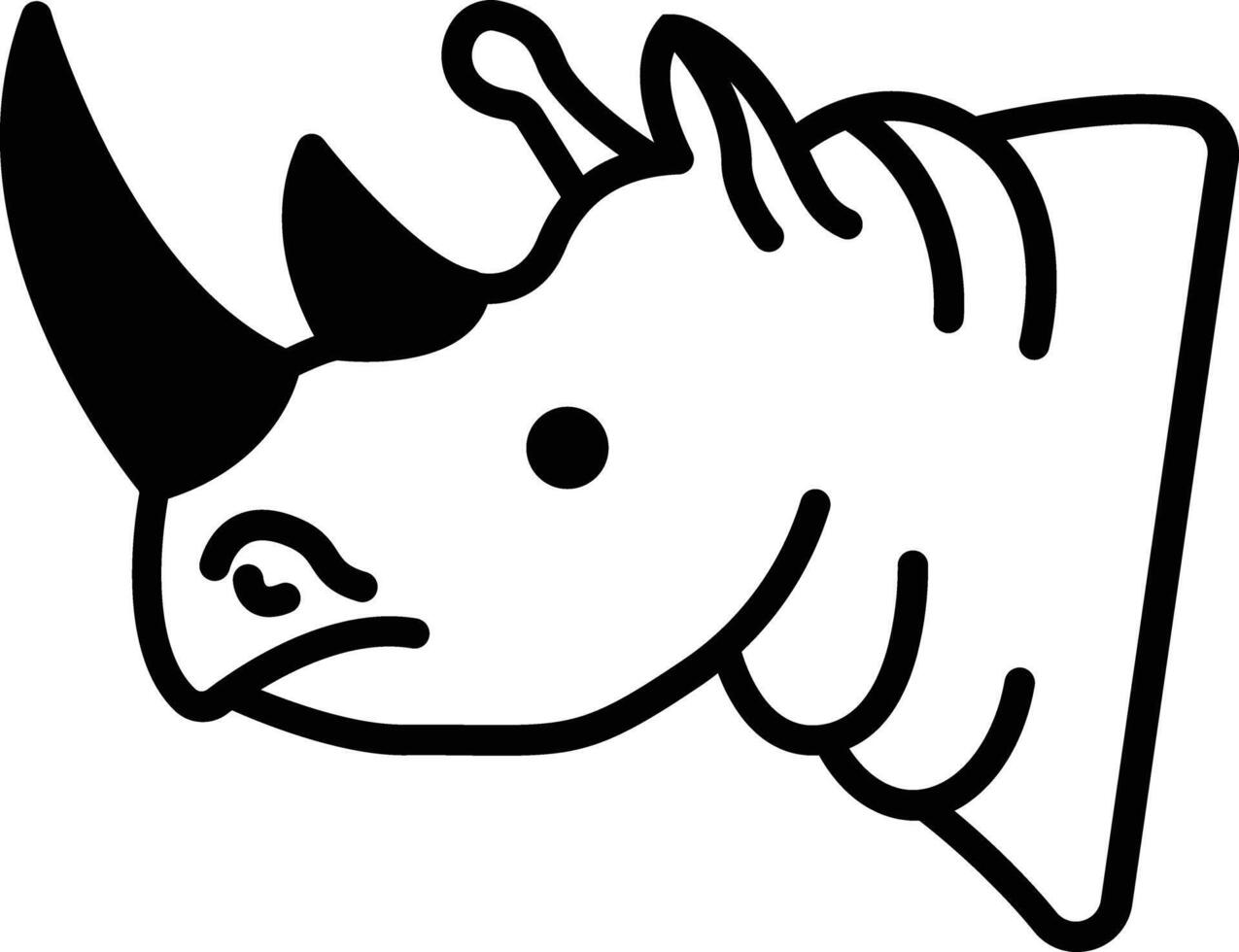 Rhinoceros face glyph and line vector illustration