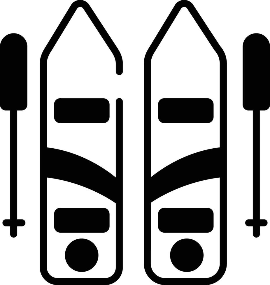 Ski board glyph and line vector illustration