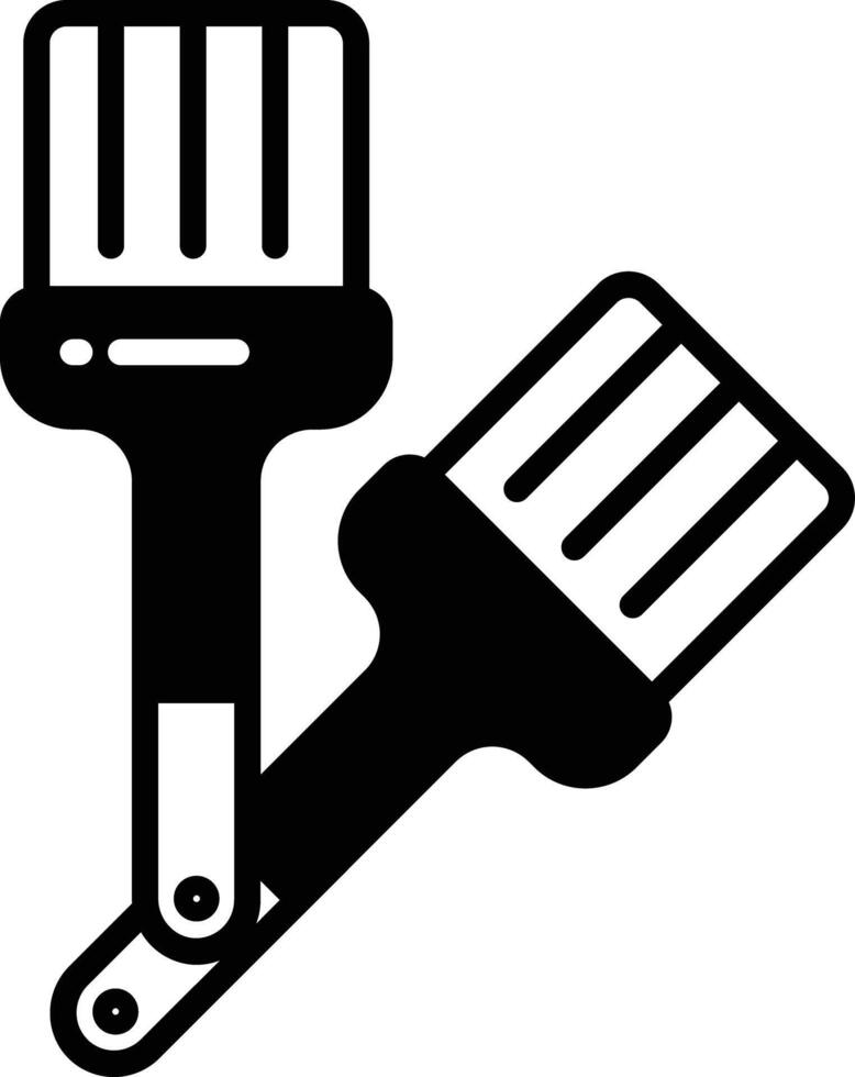 brush glyph and line vector illustration