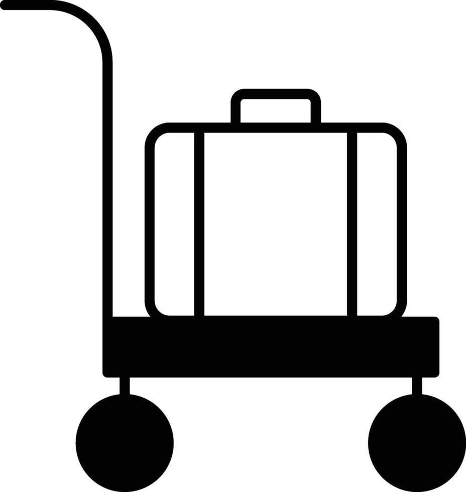 Baggage trolley glyph and line vector illustration