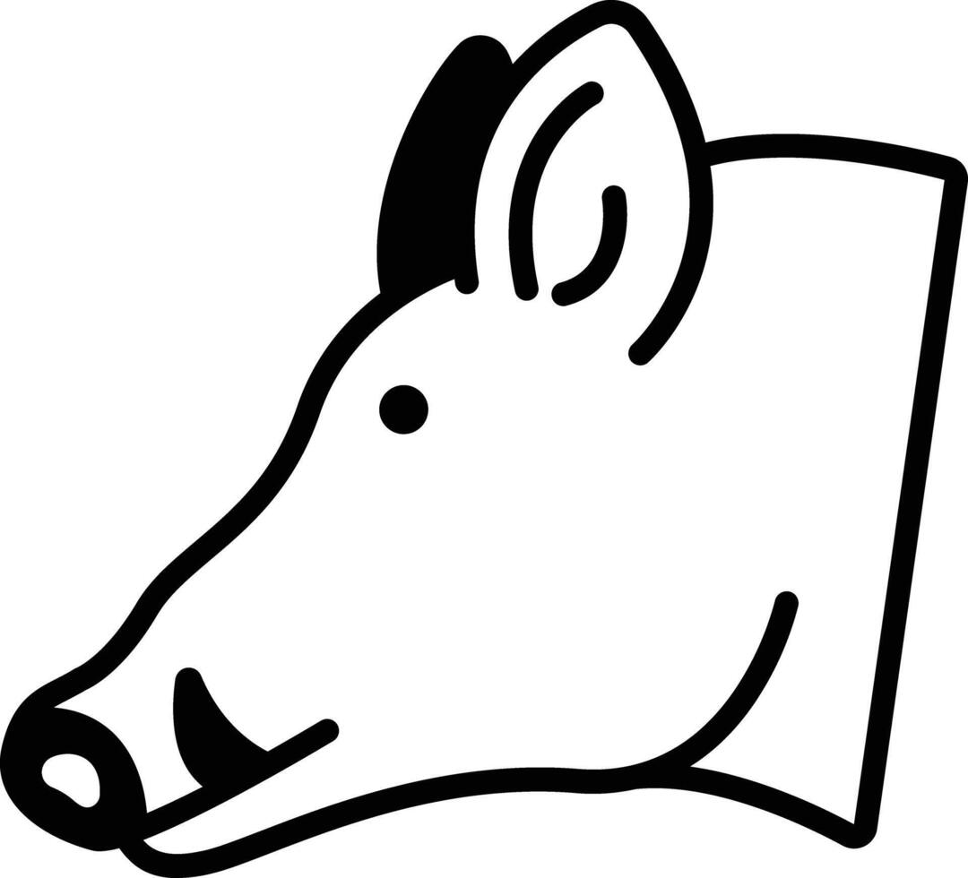 Wild boar Pig face glyph and line vector illustration