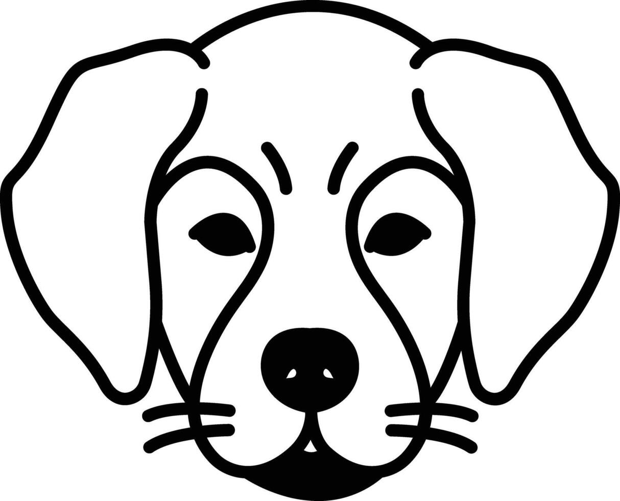 Dog face glyph and line vector illustration