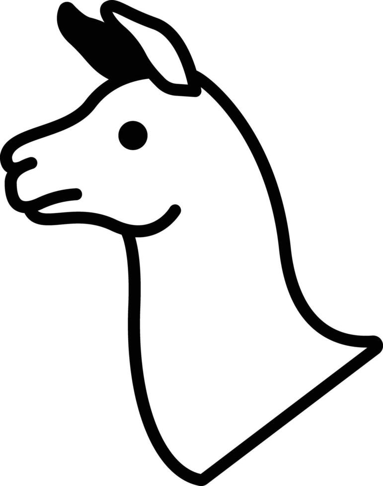 Llama face glyph and line vector illustration