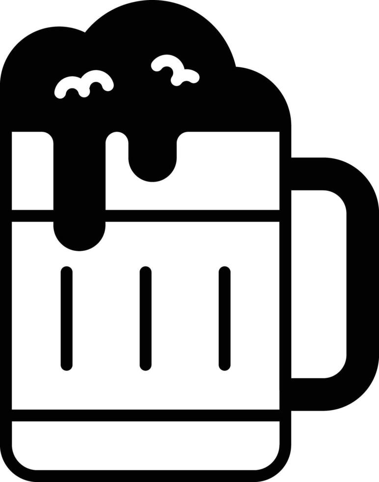 cerveza botella glifo y línea vector ilustración