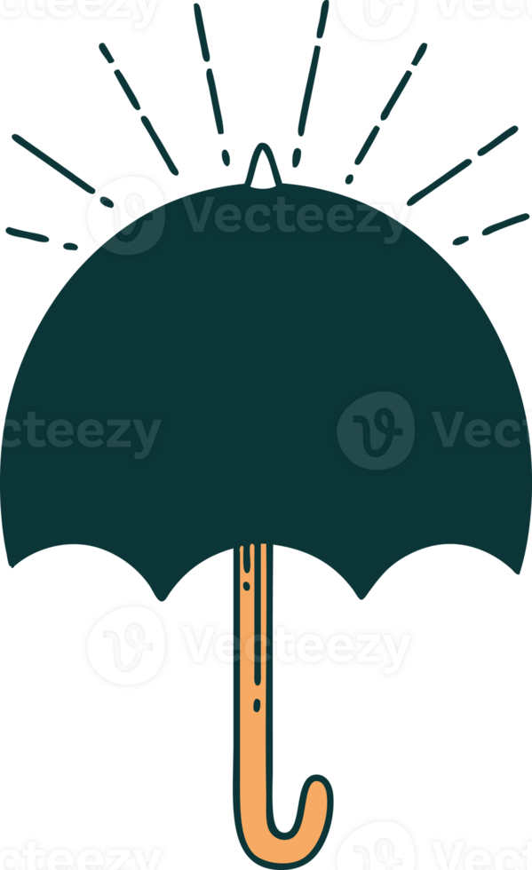 illustration of a traditional tattoo style open umbrella png
