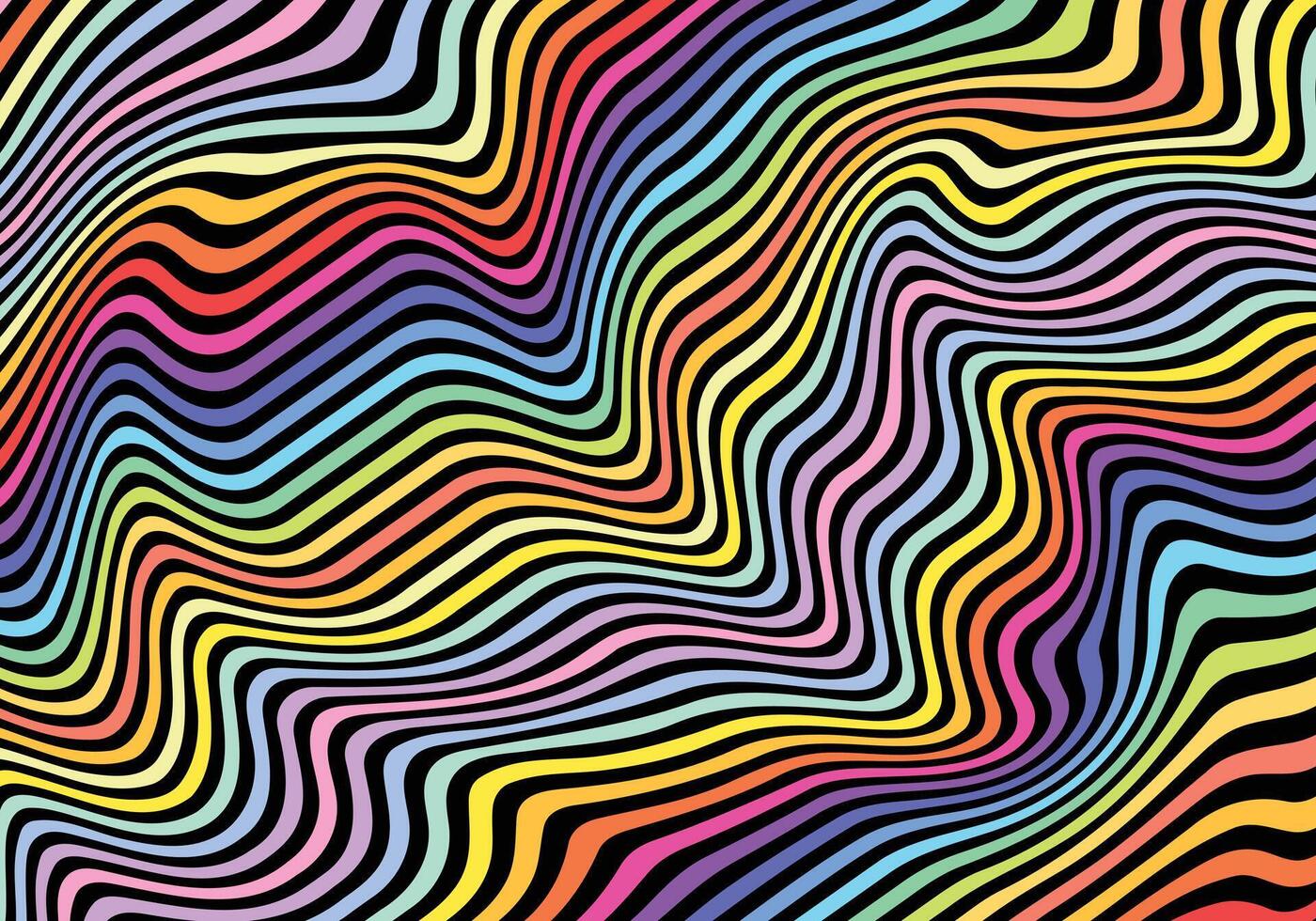 Fluid wavy rainbow color vector for background design.