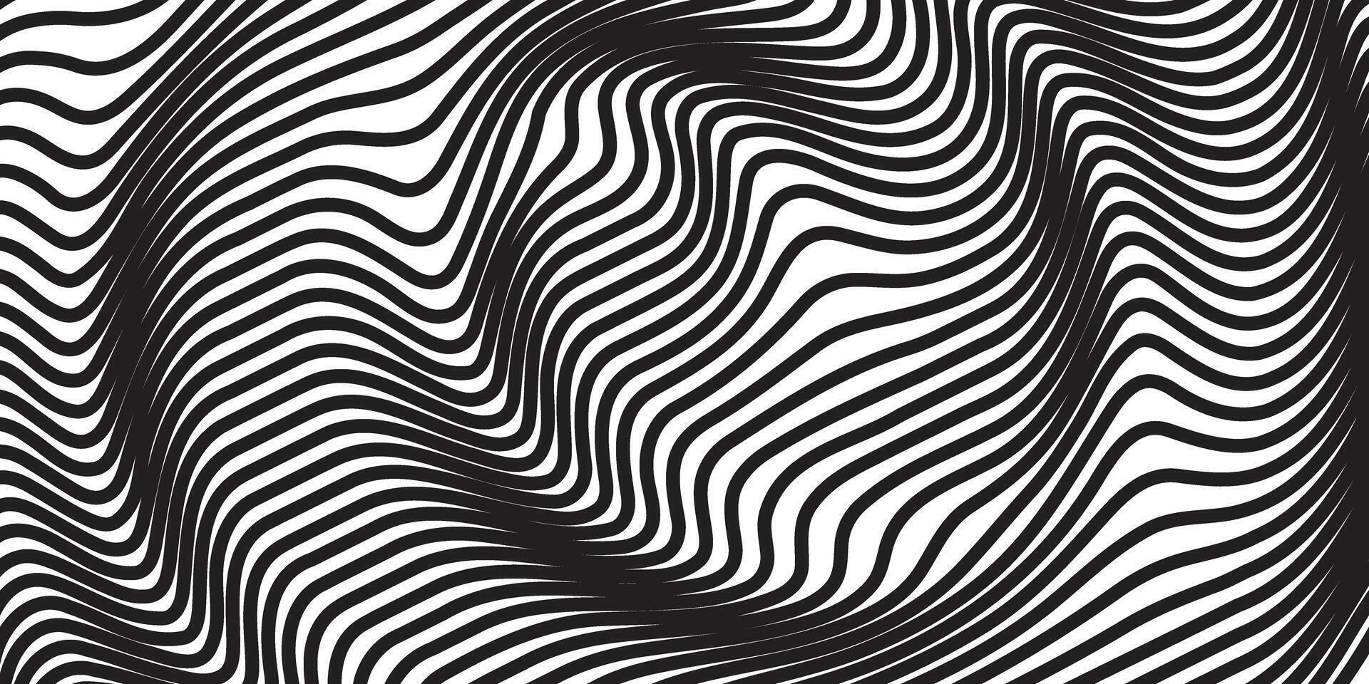 Fluid wavy lines black white vector for background design.