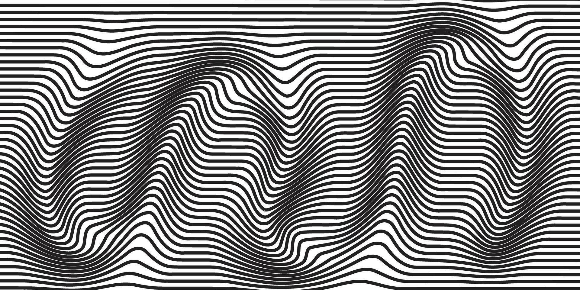 Fluid wavy lines black white vector for background design.