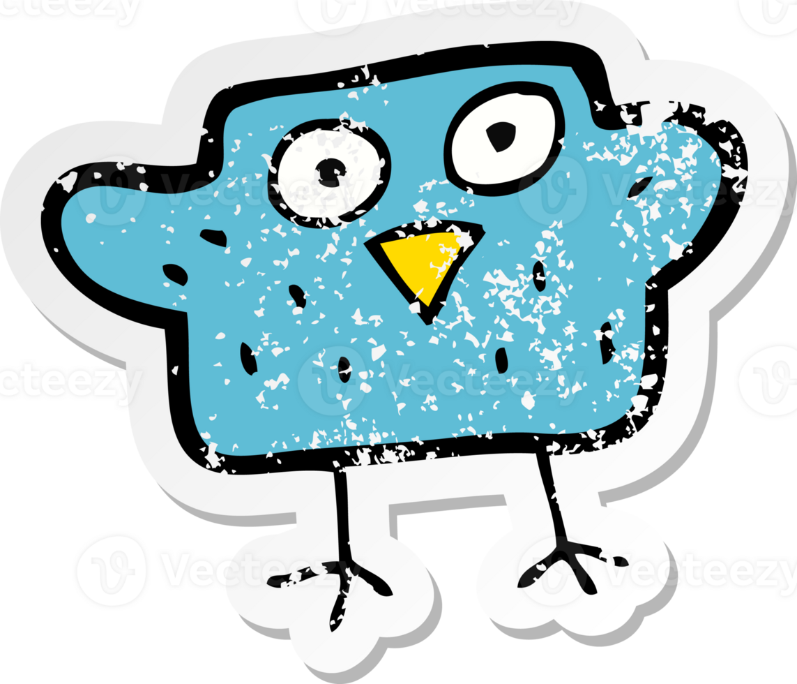 retro distressed sticker of a cartoon bird png