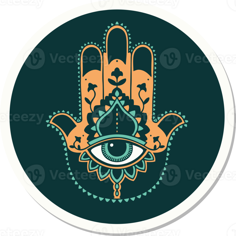 sticker of tattoo in traditional style of a hamza png