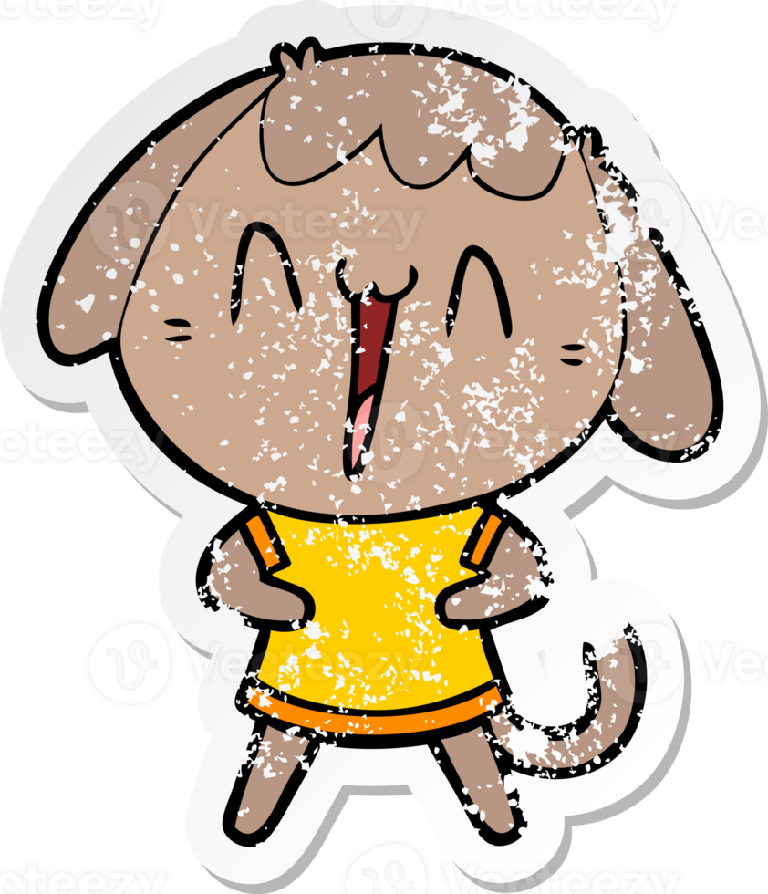 vinheta angustiada de um cachorro fofo de desenho animado png
