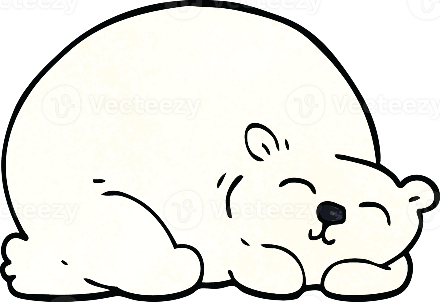 cartoon doodle happy polar bear sleeping png