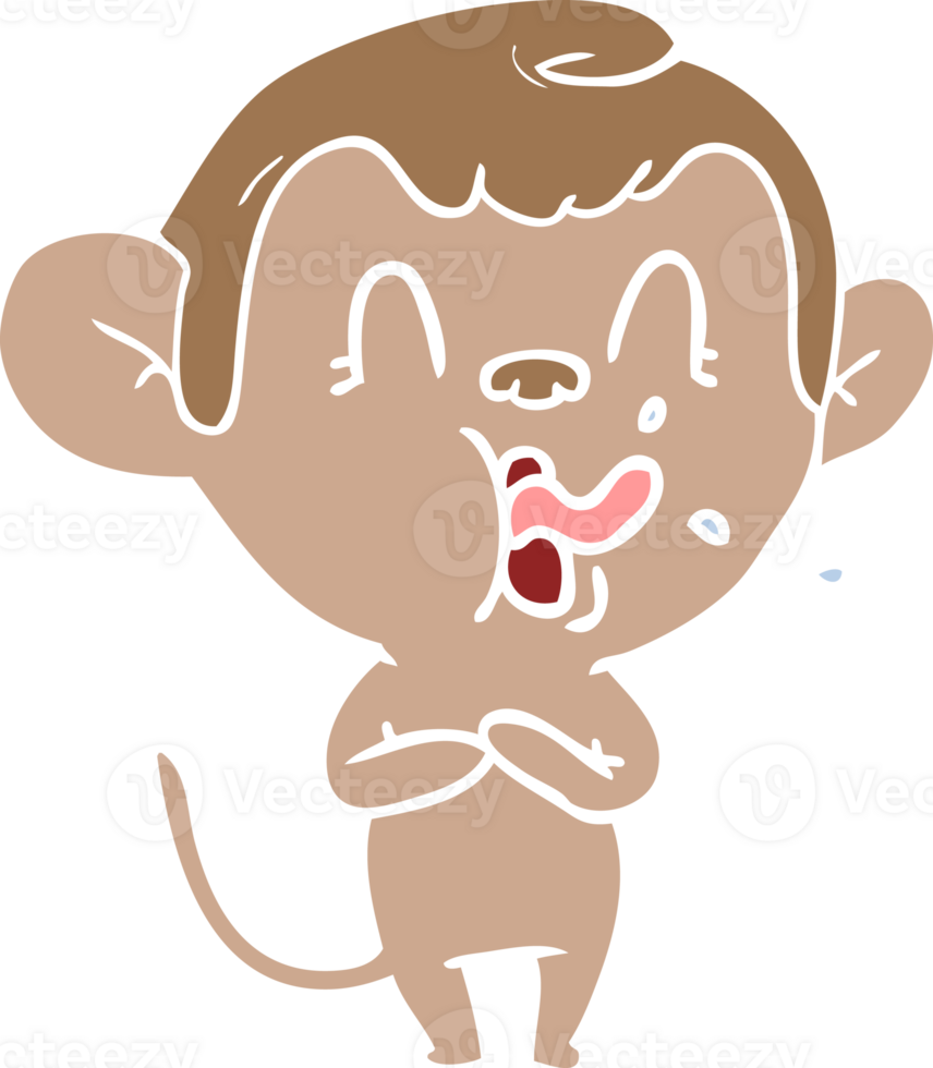 crazy flat color style cartoon monkey png
