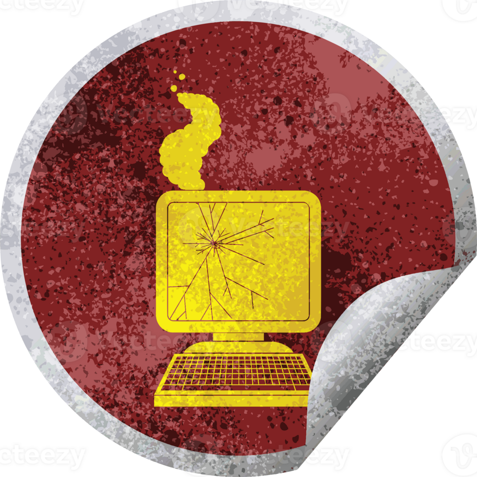 broken computer graphic circular peeling sticker png