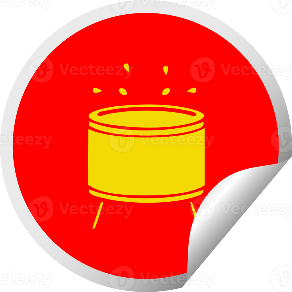 circular peeling sticker cartoon of a drum png