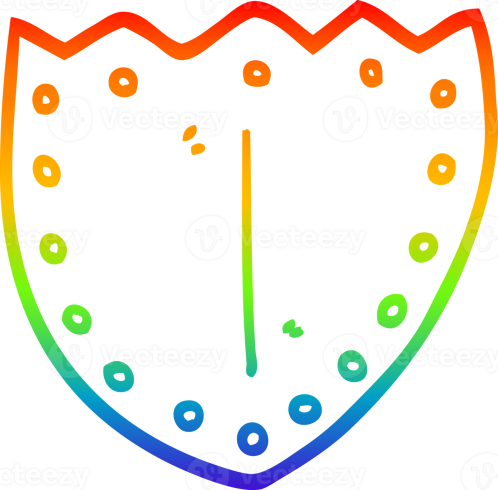 rainbow gradient line drawing of a cartoon shield png