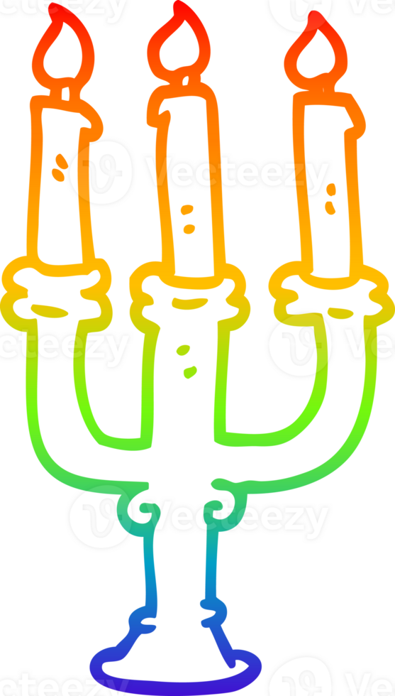 rainbow gradient line drawing of a cartoon candlestick holder png
