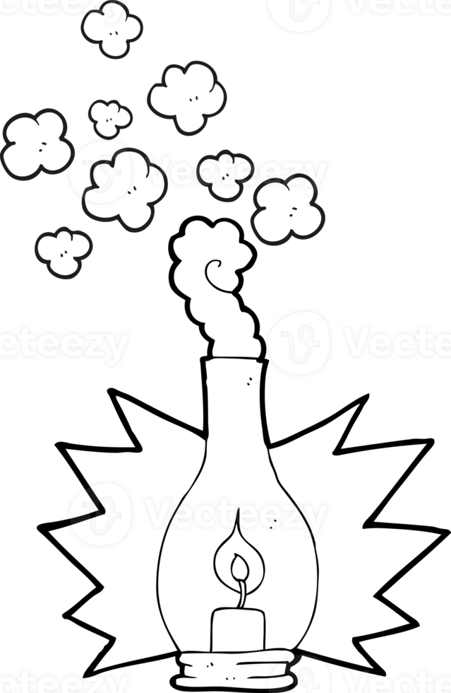 hand drawn black and white cartoon old glass lantern png