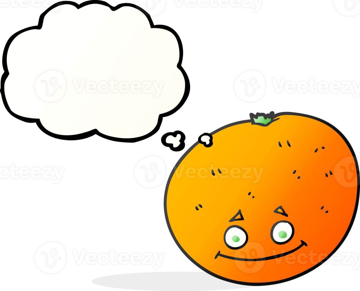 hand drawn thought bubble cartoon orange png