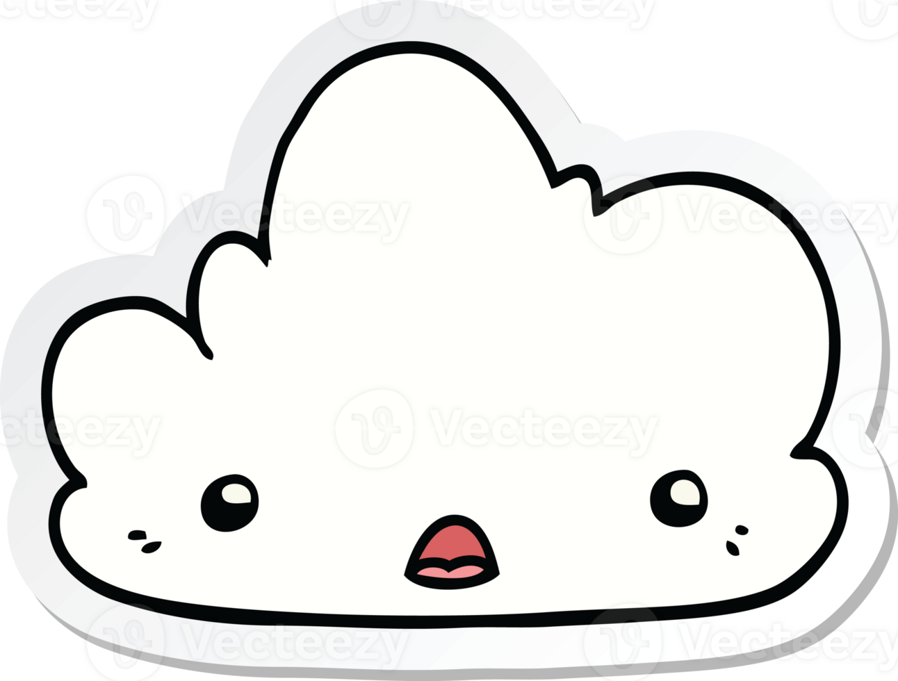 sticker of a cute cartoon cloud png