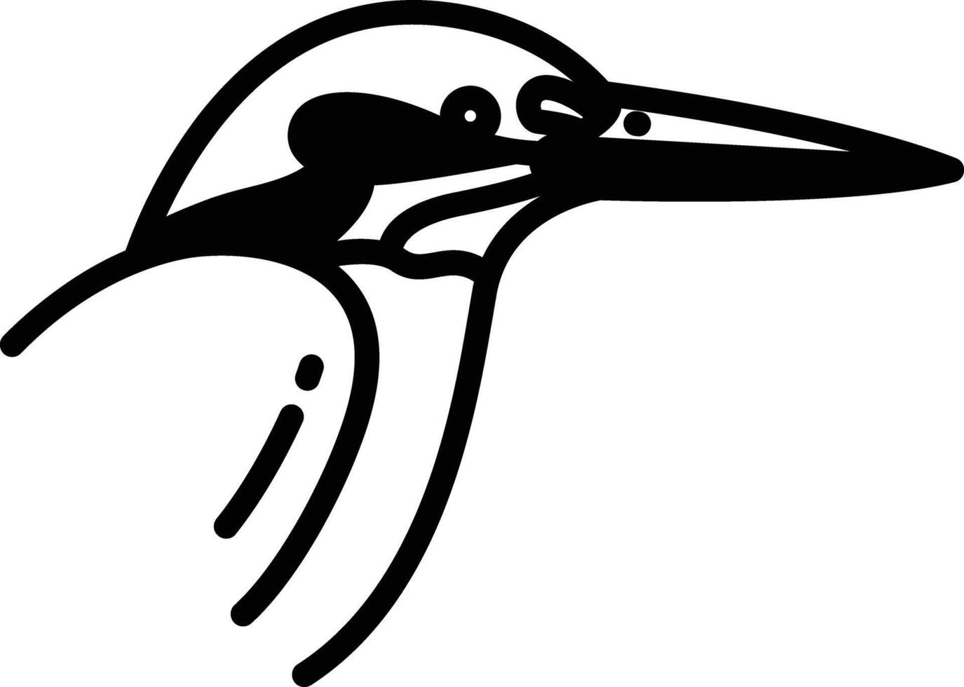 Kingfisher bird glyph and line vector illustration