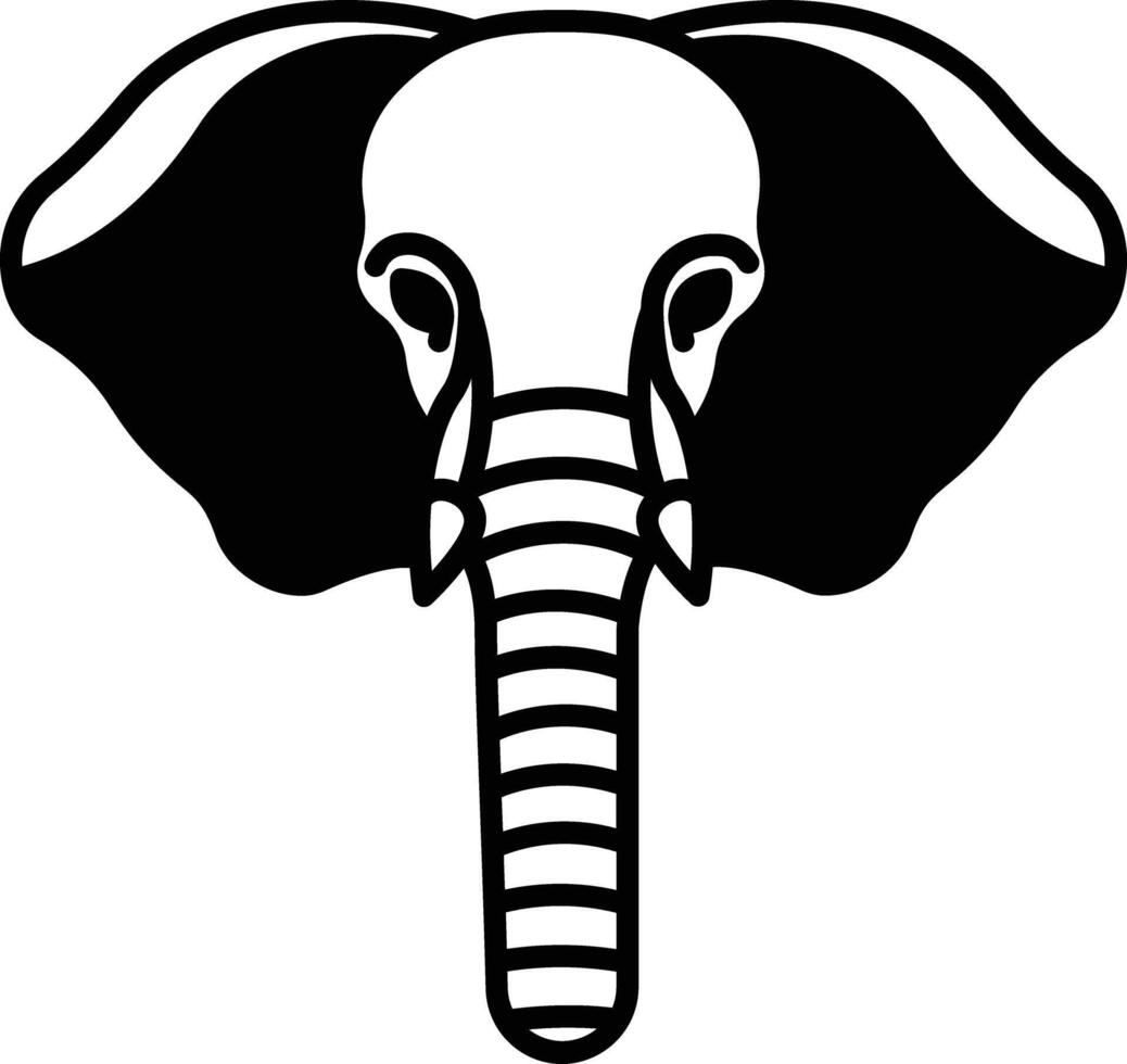 Elephant face glyph and line vector illustration