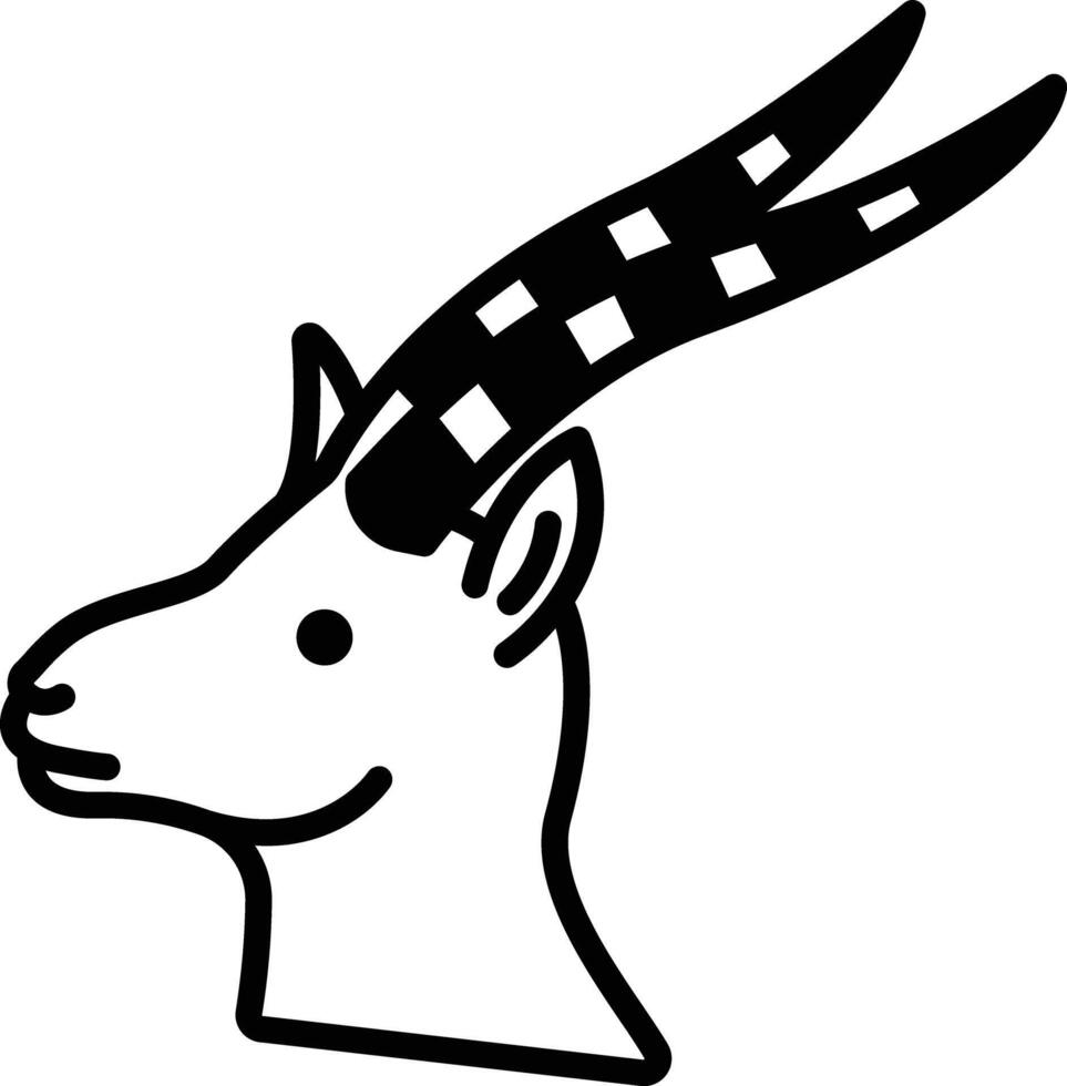 Gazelle face glyph and line vector illustration