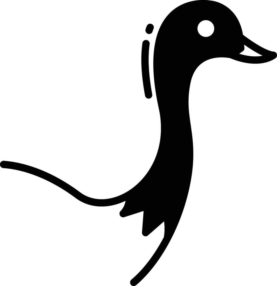 Ostrich bird glyph and line vector illustration