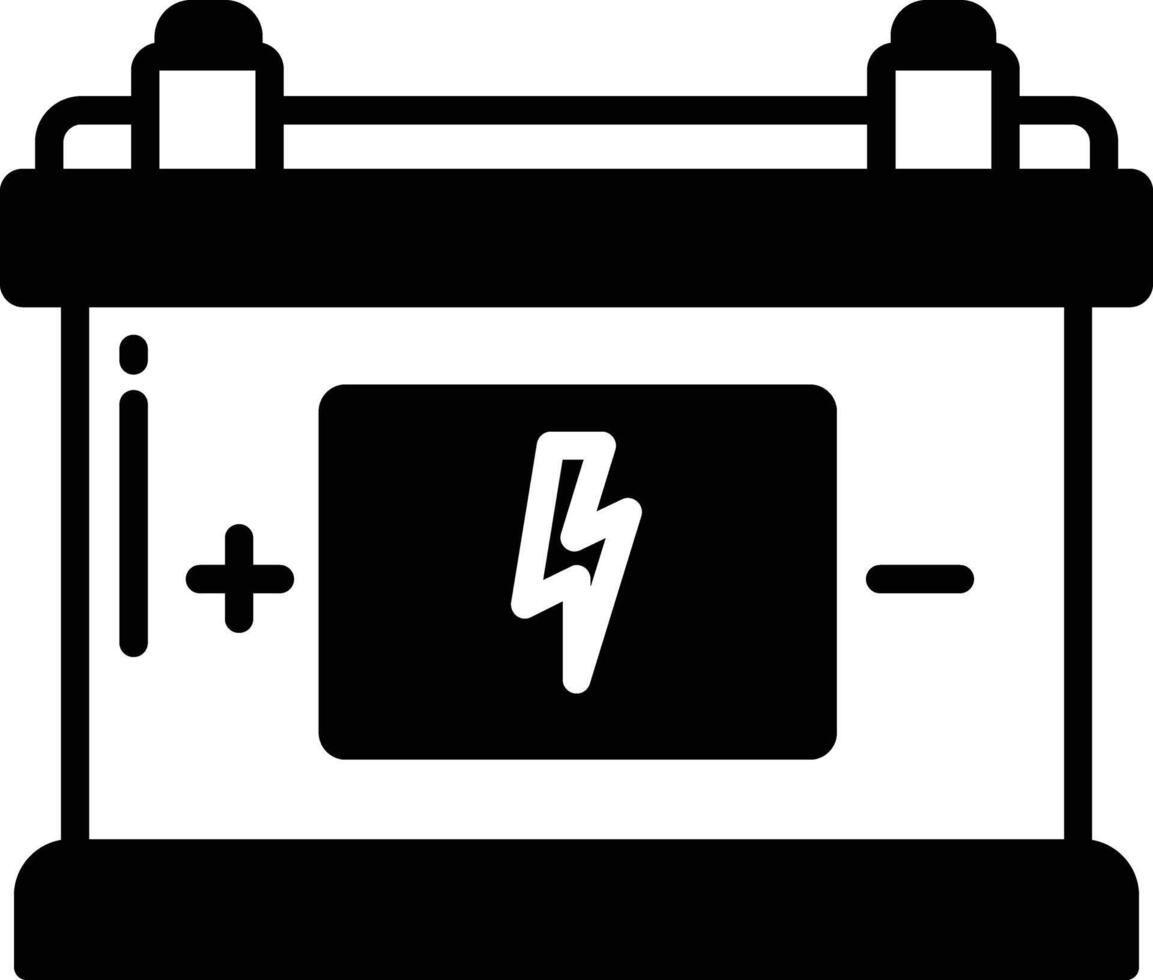 coche batería glifo y línea vector ilustración