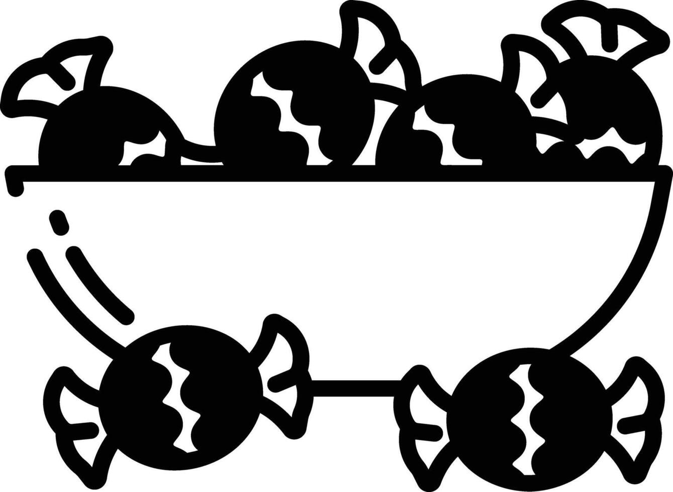 wrapped candies glyph and line vector illustration