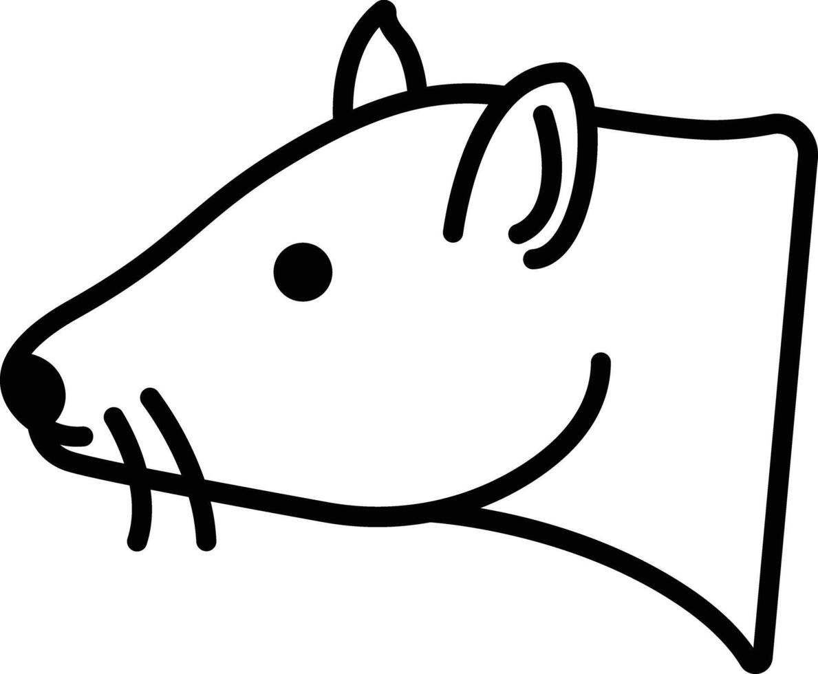 rata cara glifo y línea vector ilustración