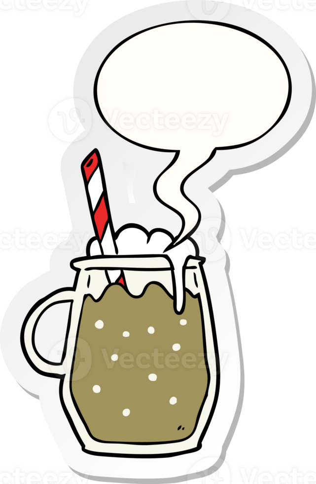 cartoon glass of root beer with straw with speech bubble sticker png