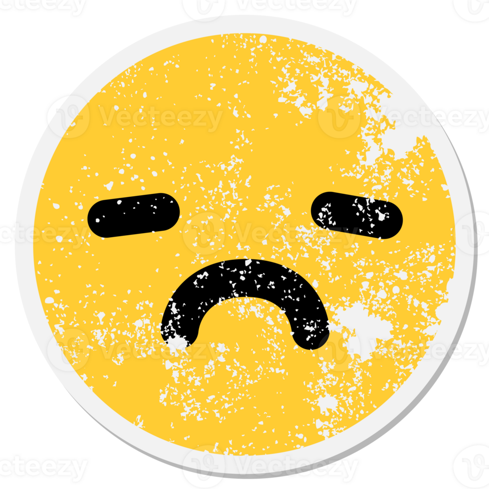 simple unhappy face circular sticker png