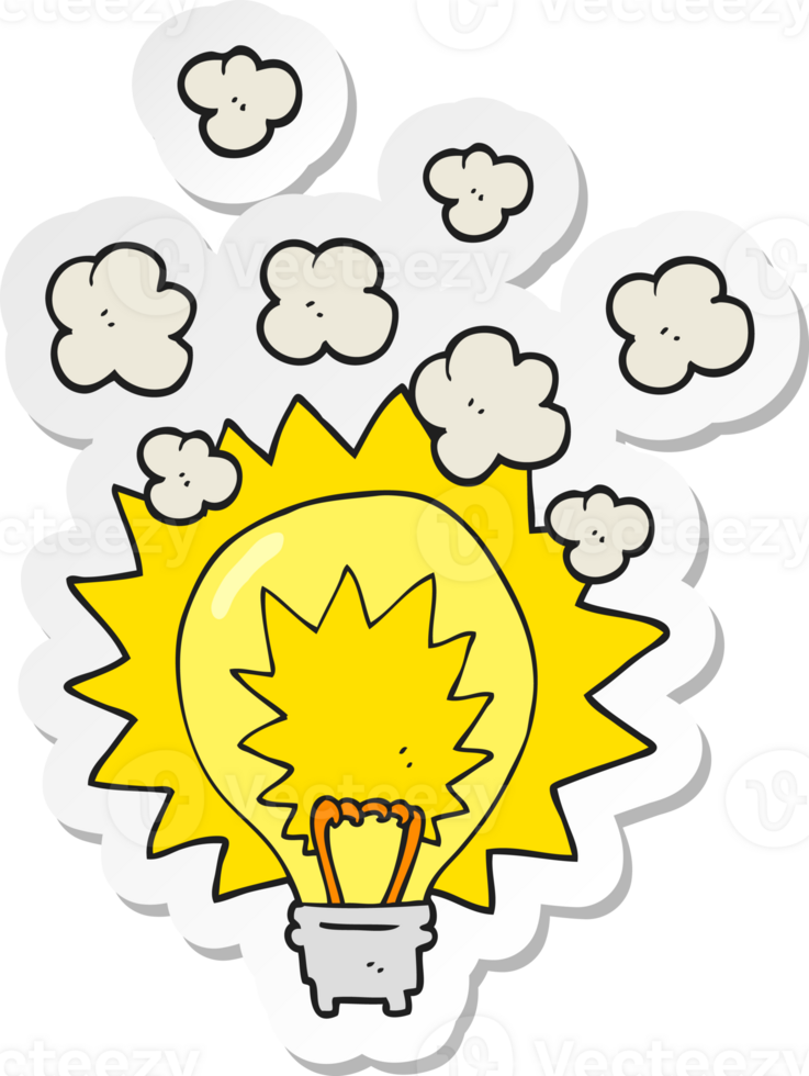 sticker of a cartoon light bulb shining png