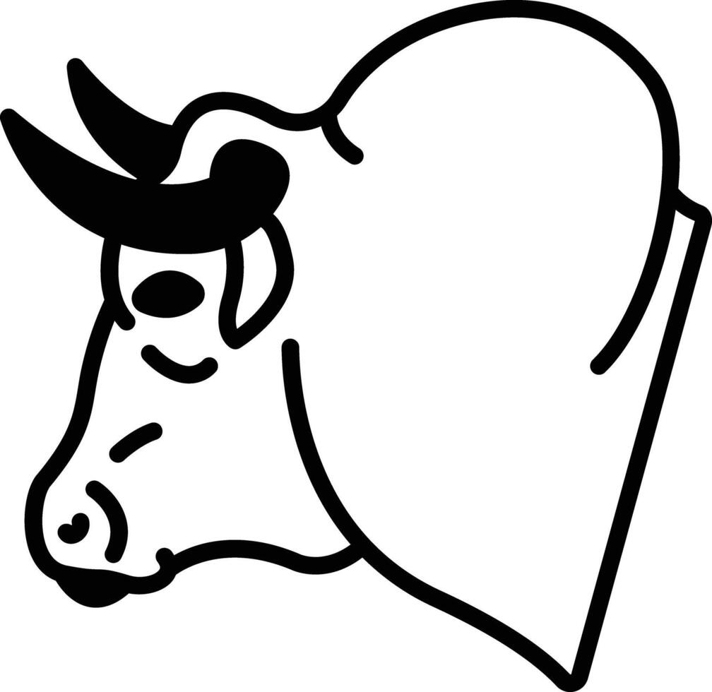 Bull glyph and line vector illustration