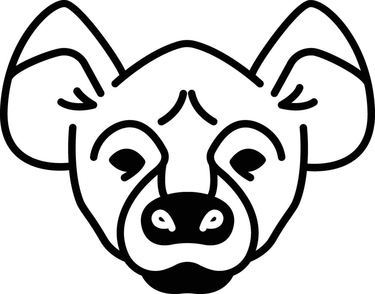Hyena face glyph and line vector illustration