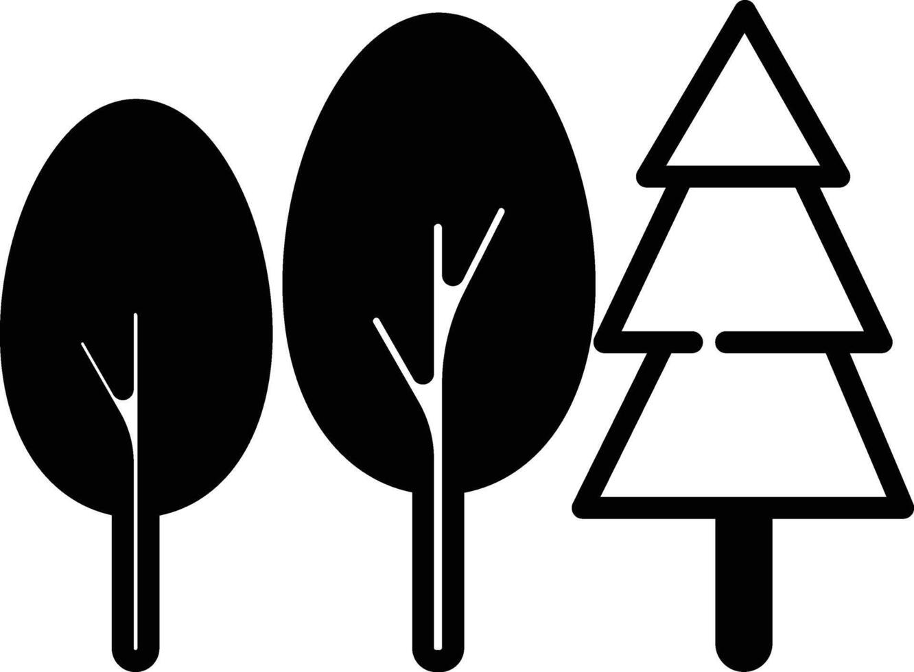 Tree glyph and line vector illustration