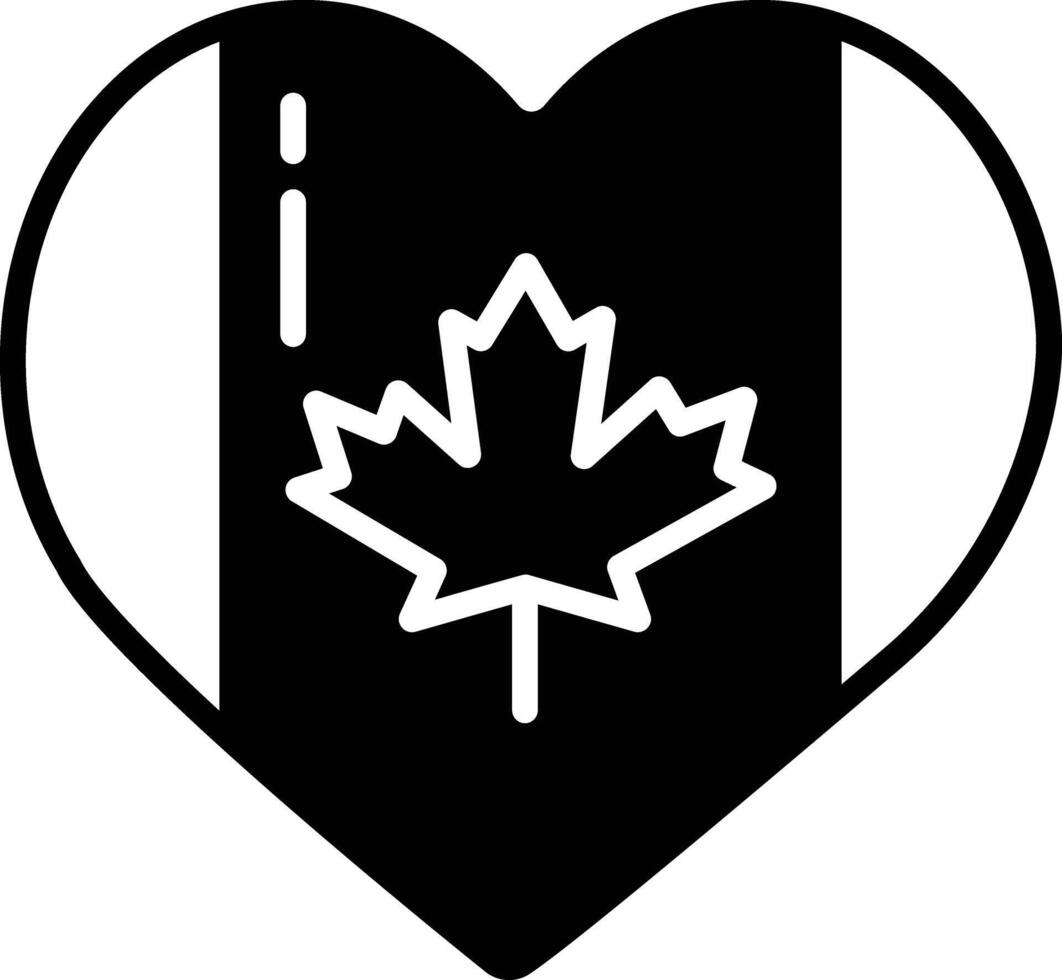Canadá amor glifo y línea vector ilustración