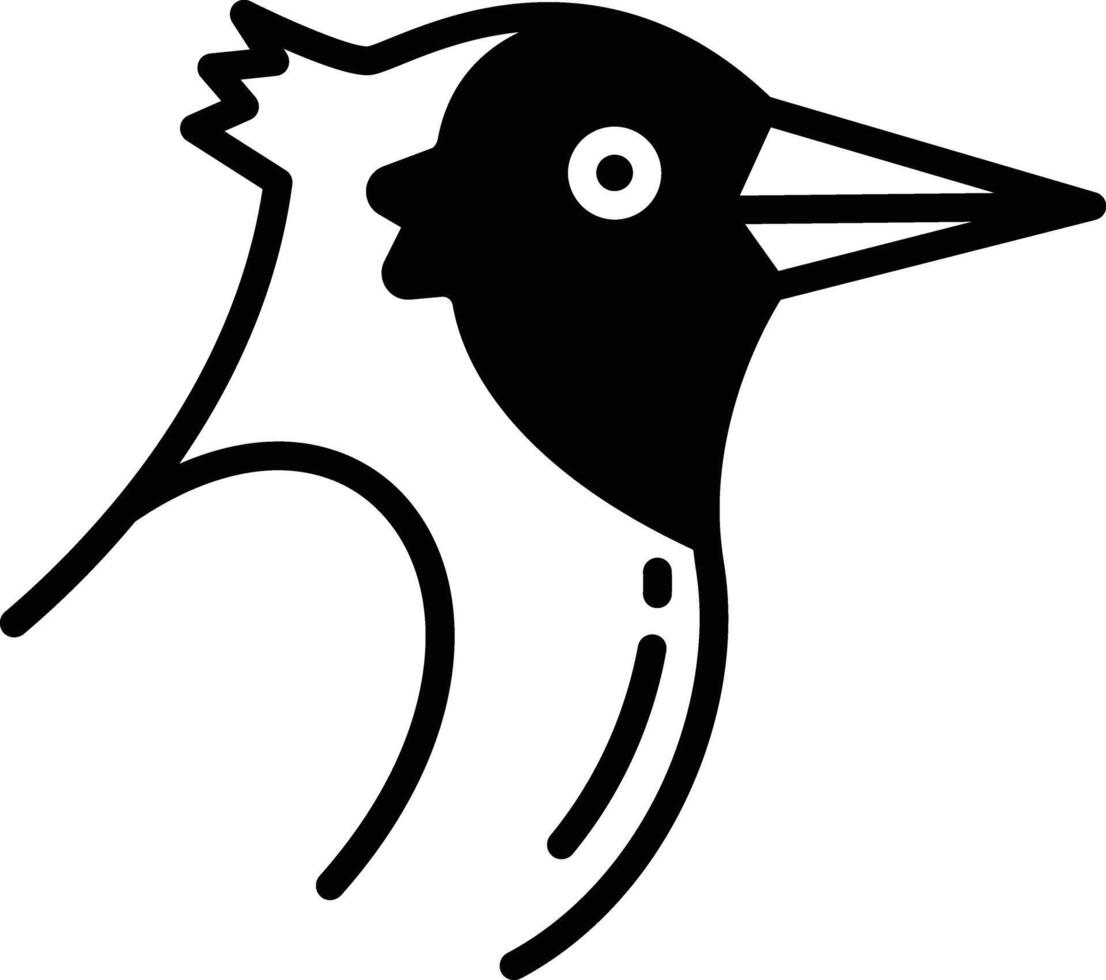 Woodpecker bird glyph and line vector illustration