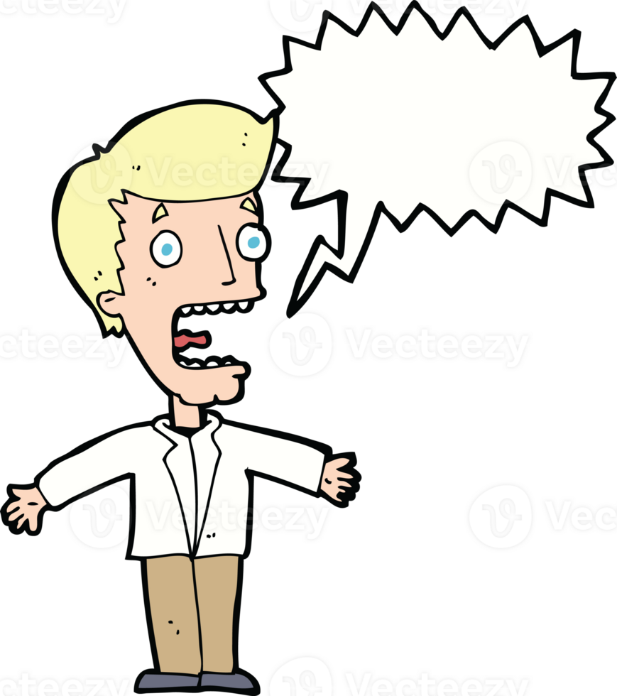 cartoon screaming man with speech bubble png