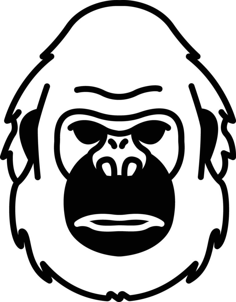 Gorilla face glyph and line vector illustration