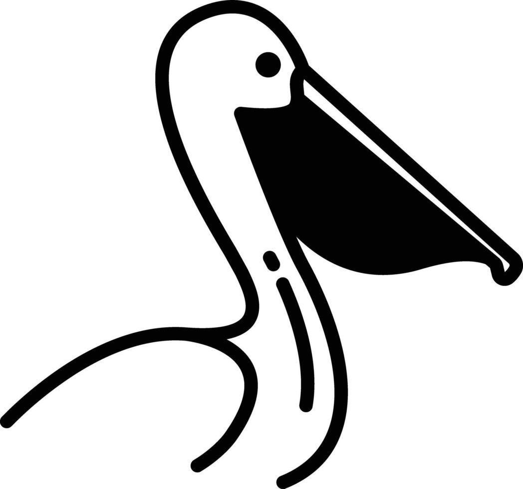 Pelican bird glyph and line vector illustration
