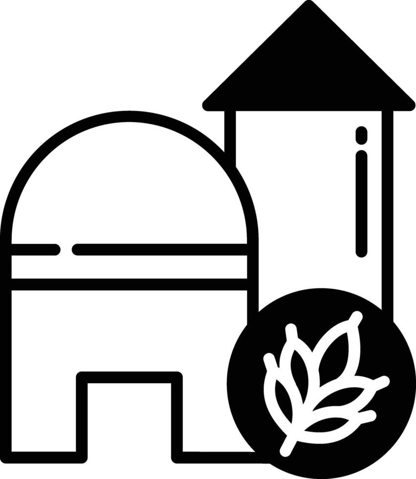 Farmhouse glyph and line vector illustration