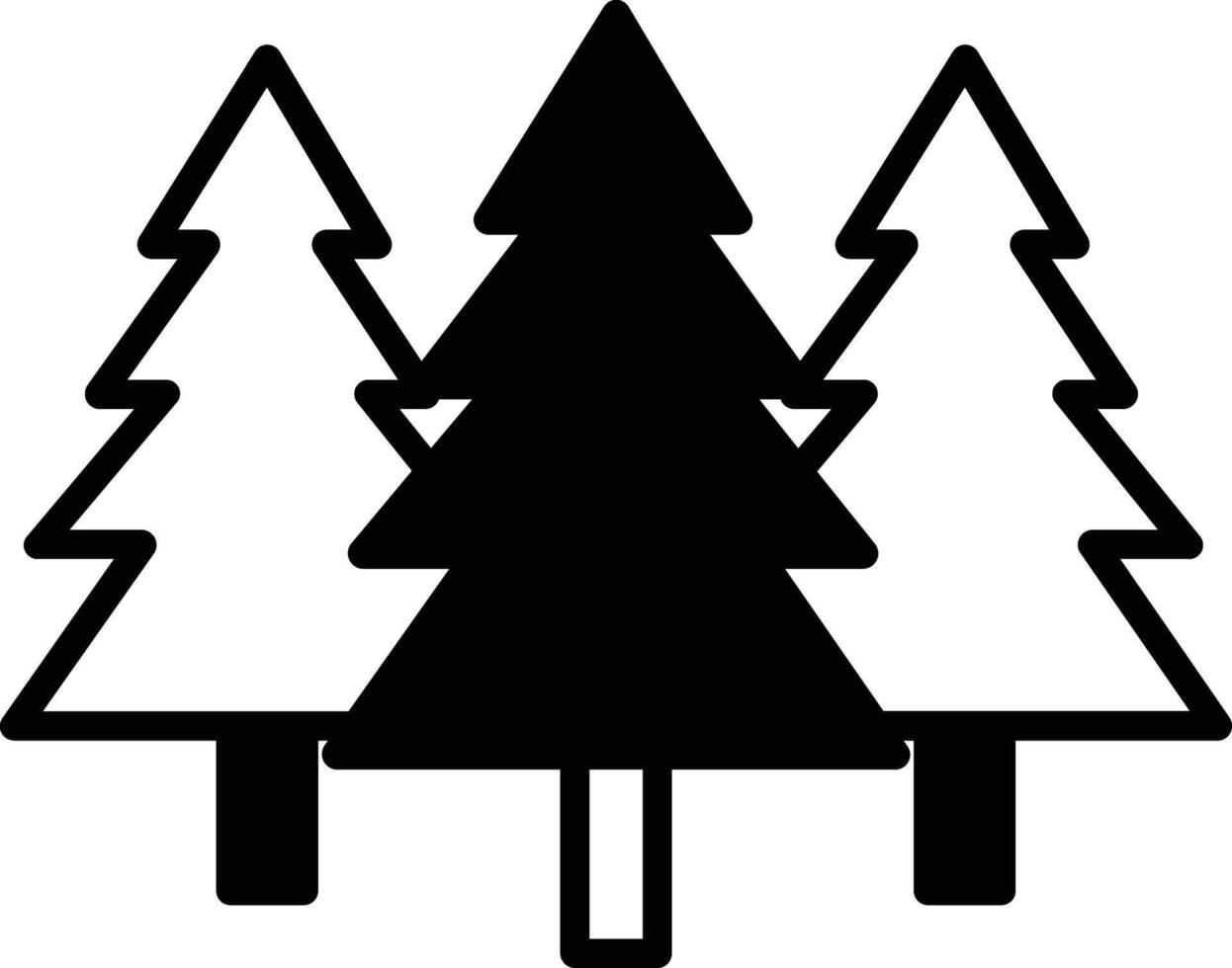 Tree glyph and line vector illustration